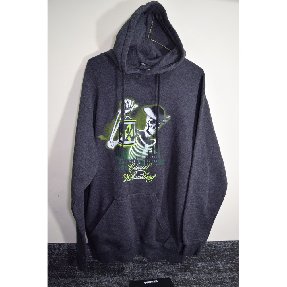 Spooky Halloween Colonial Williamsburg Skeleton Hoodie Mens M William & Mary W&M